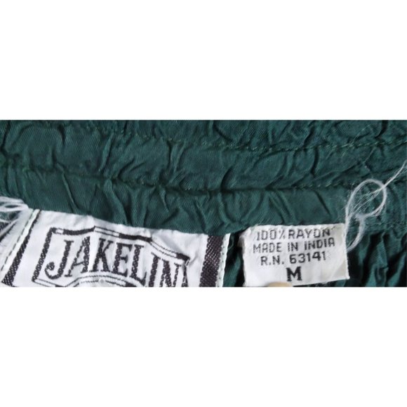 Dark Green Boho Gypsy Style Ruched Maxi Dress, Size M - Picture 3 of 3